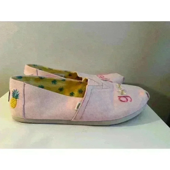Toms Women's Alpargata Canvas Good Vibes Embroidered Light Pink Flats Size 6M - Picture 5 of 8